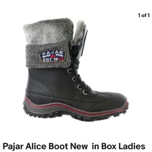 Pajar Alice Black and Gray Leather Weatherproof Winter Boots NIB Size 10/11